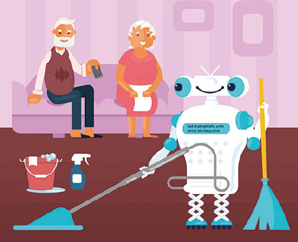 ロボット開発を推進するなどして、家事や介護の負担を軽減します。